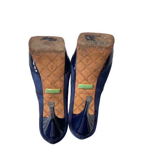 L.A.M.B. Gwen Stefani Womens Project Blue Satin Leather Platform Pump Heels 6.5 - Picture 11 of 12